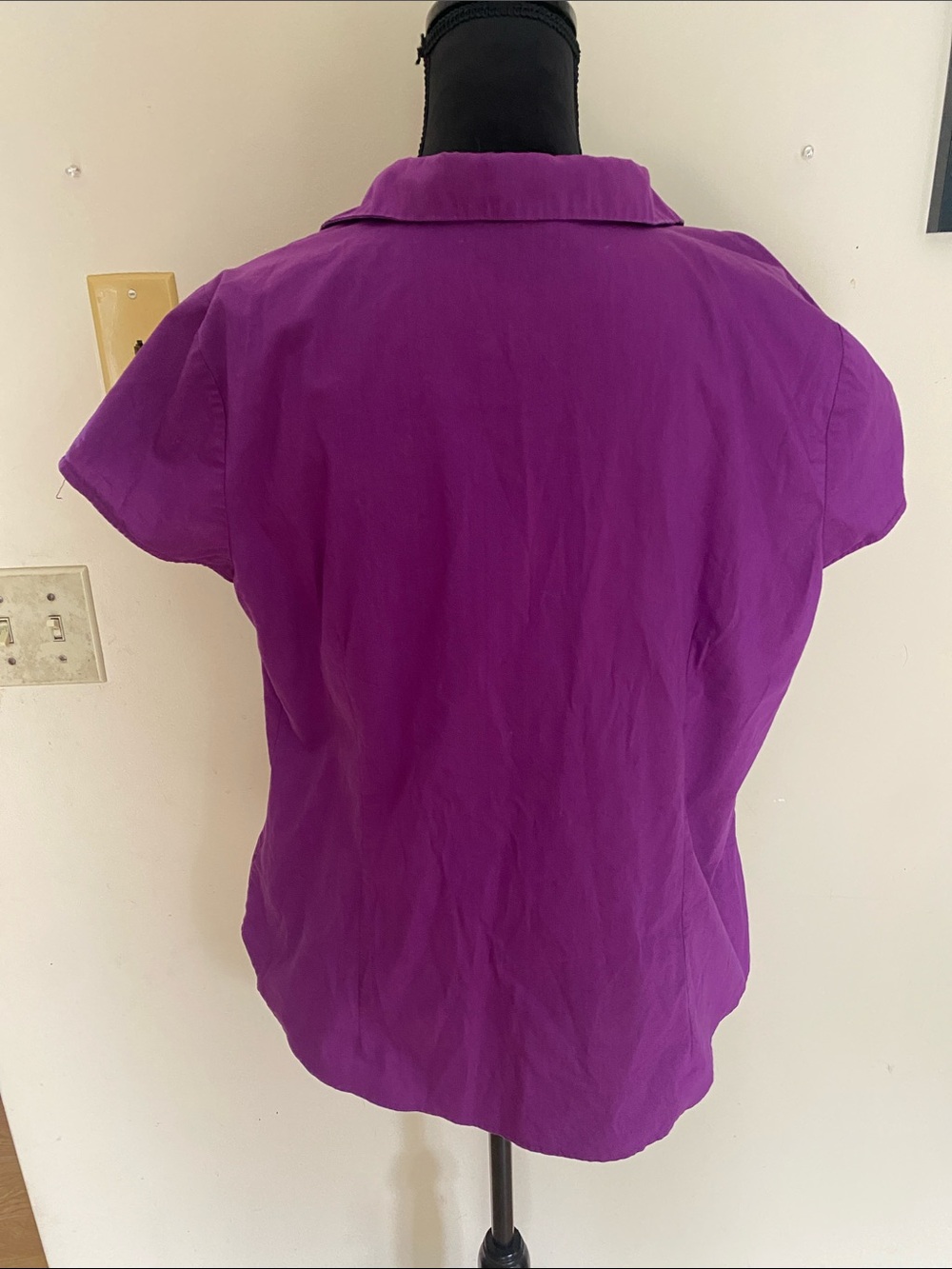 Worthington Stretch Purple Short Sleeve Button Down Blouse Top XL - Picture 3 of 6